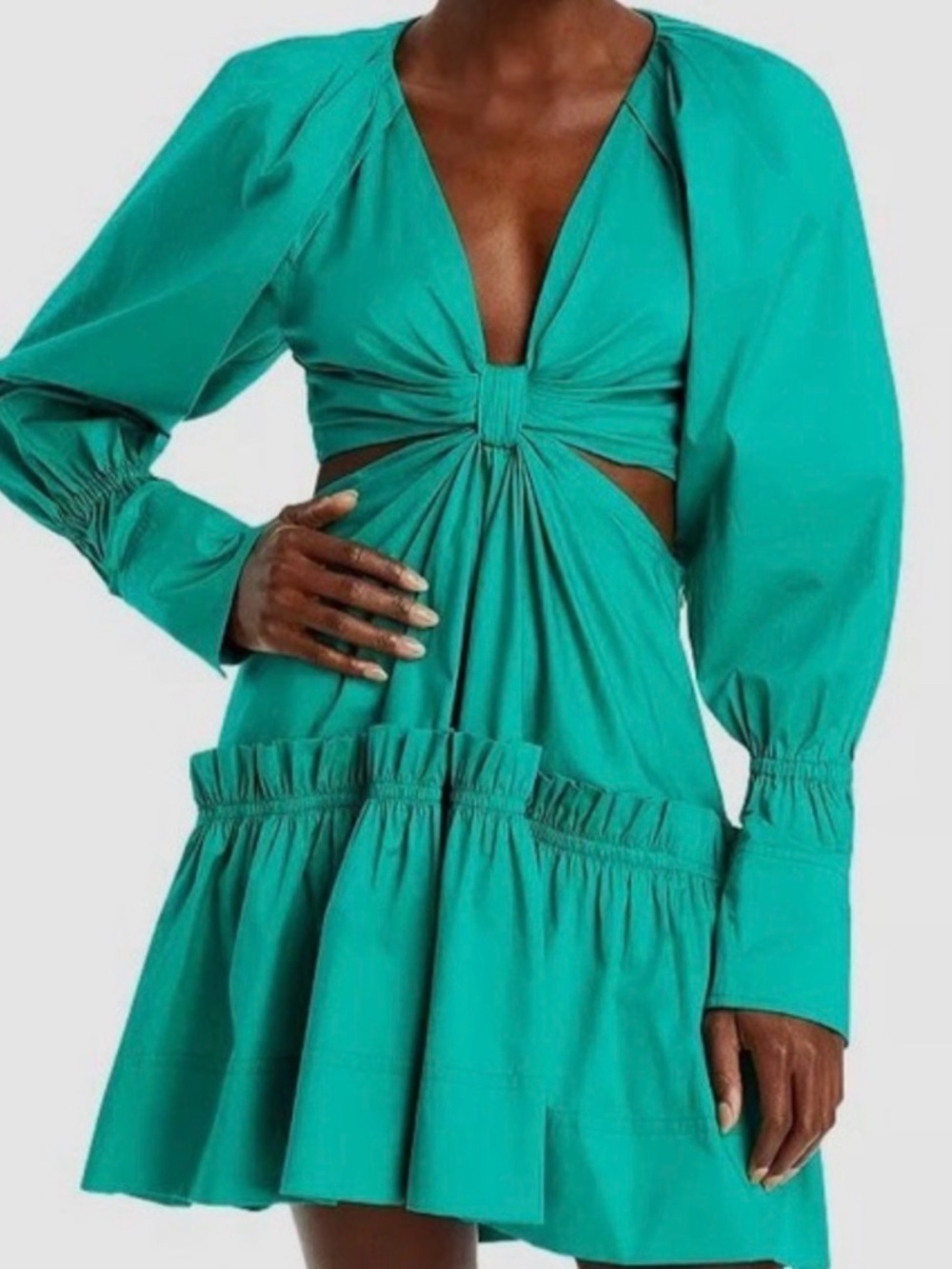 A.L.C. Teal Backless Cutout Ruffle Mini Dress